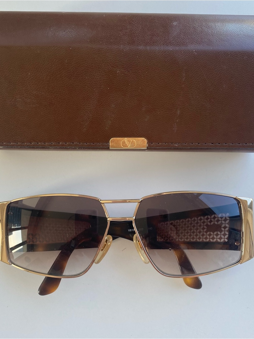 Valentino Gold Frame Sunglasses with Brown Lenses